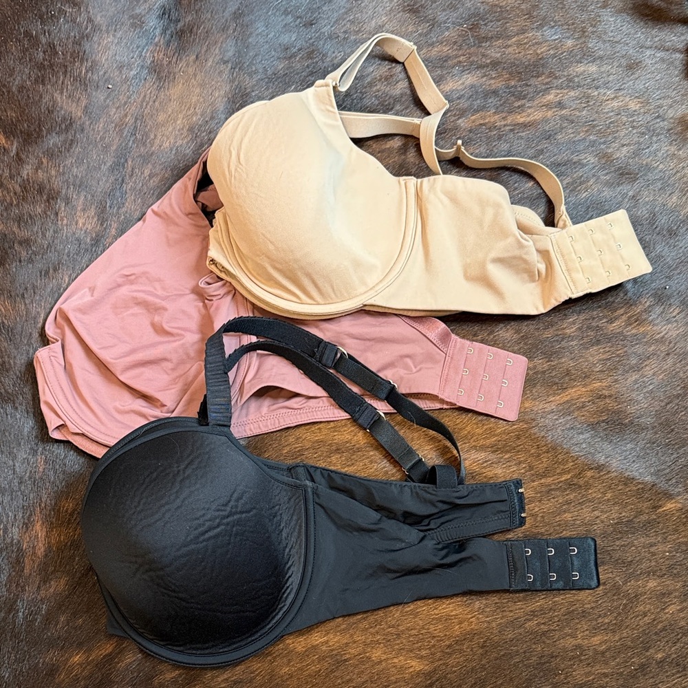 ThirdLove 3-Pack T-Shirt Bras in Black, Nude & Rose